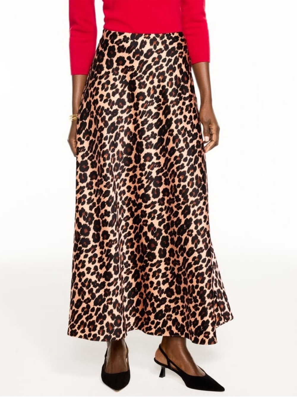Talbots Satin Maxi Skirt OPULENT OCELOT Leopard Animal Print 16 Elegant Luxury - Picture 2 of 12